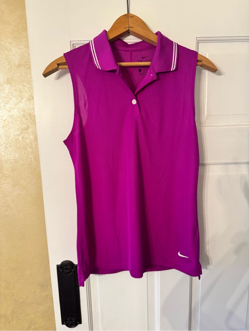 Nike Women's Sleeveless Polo - Vivid Magenta with White Trim